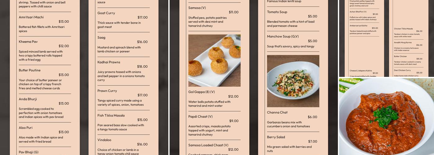 Desi Aroma Menu