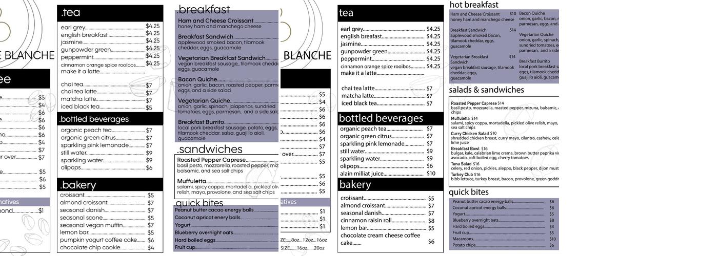 Carte Blanche Menu