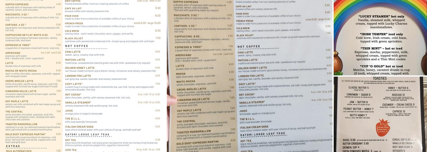Central Coffee Co. Menu