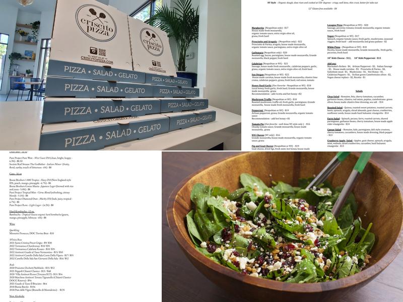 Criscito Pizza Menu