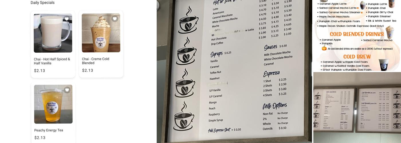 Down Right Brewed Menu