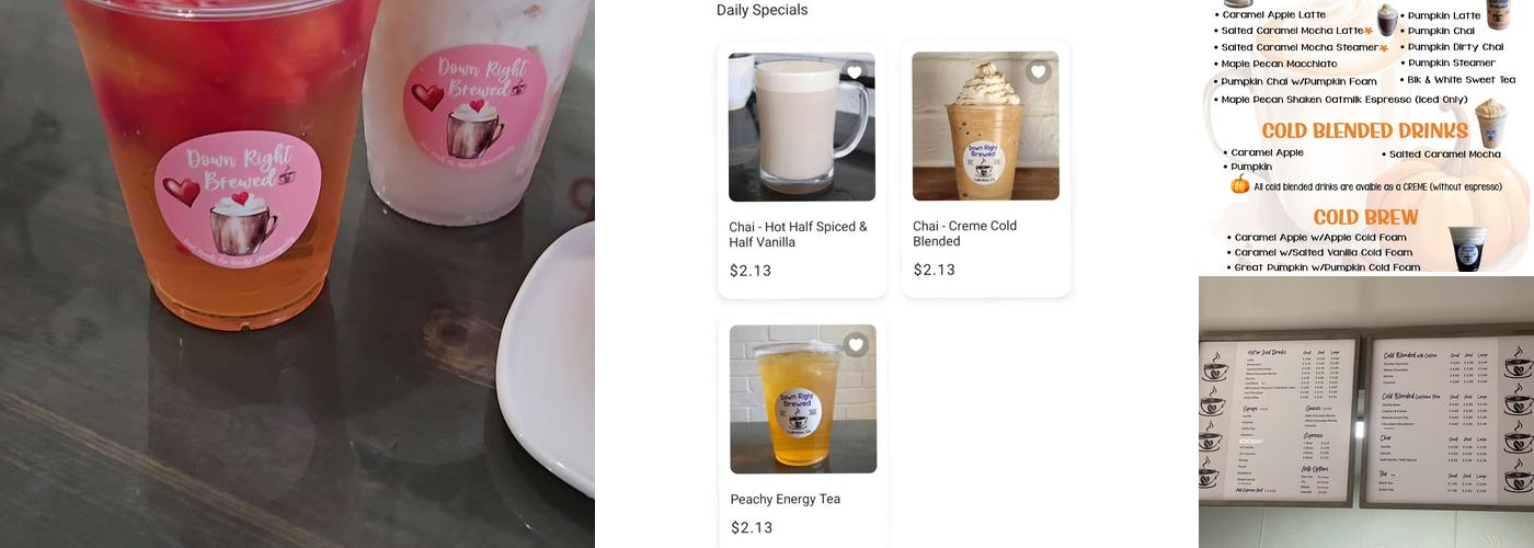 Down Right Brewed Menu