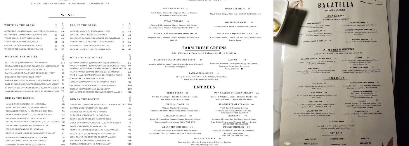 Bagatella Menu