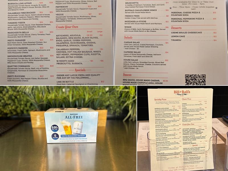 Bill & Bali’s - pizza & pints Menu