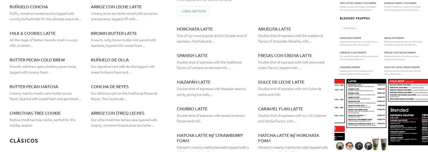 Mariachi Bakery Menu