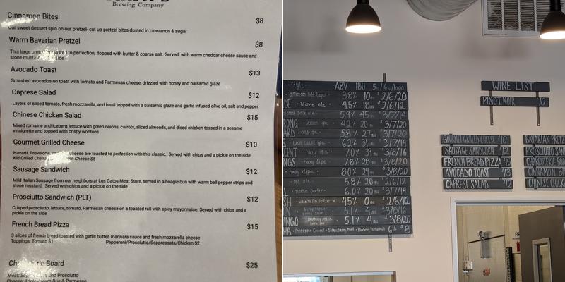 Hapa’s Brewing Company Menu