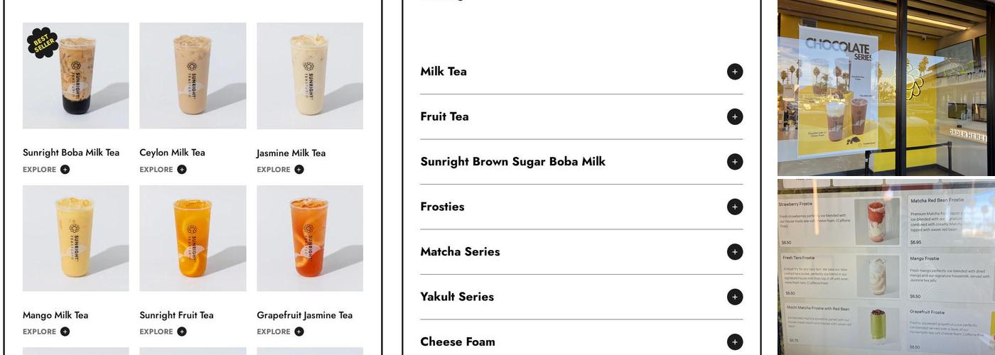 Sunright Tea Studio - Long Beach Menu