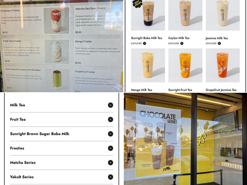 Sunright Tea Studio - Long Beach Menu