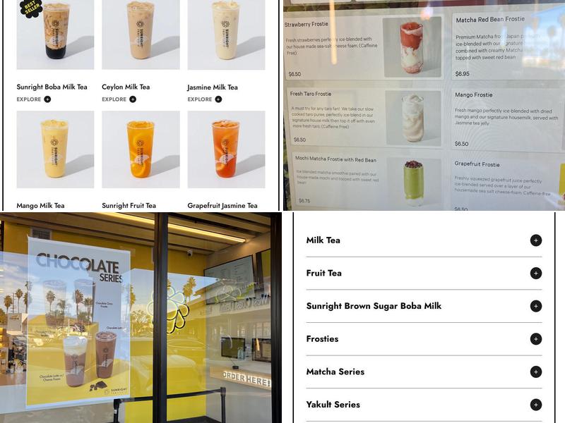 Sunright Tea Studio - Long Beach Menu