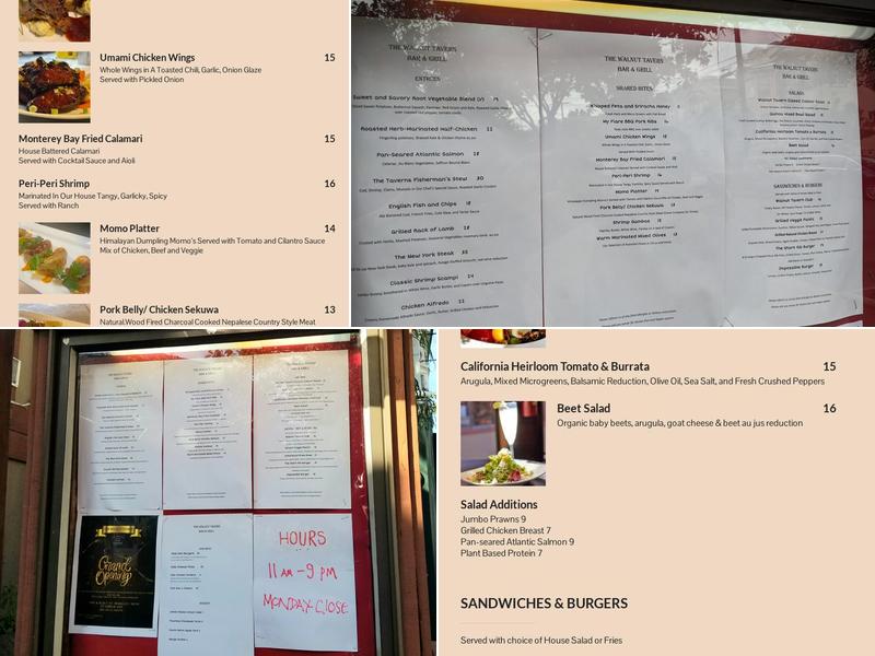 The Walnut Tavern Bar & Grill Menu