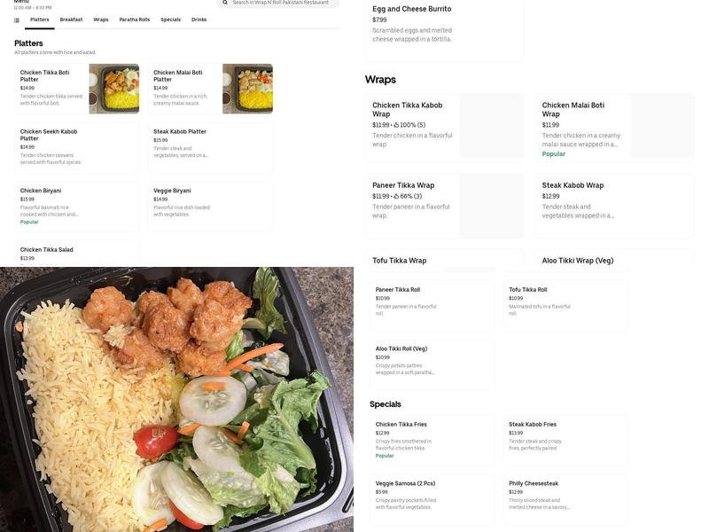 Wrap N Roll Menu