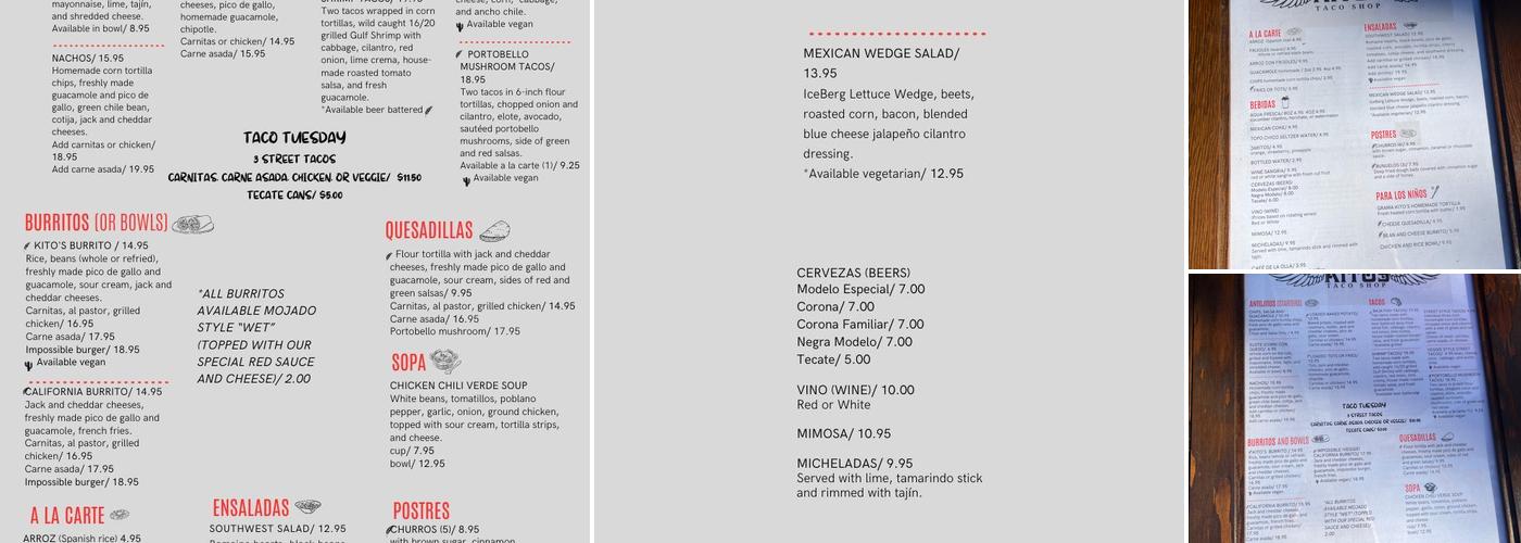 Kito’s Taco Shop Menu