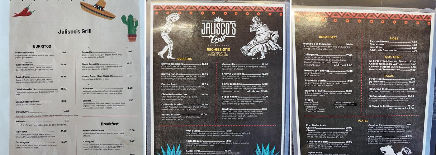Jalisco's Grill Menu