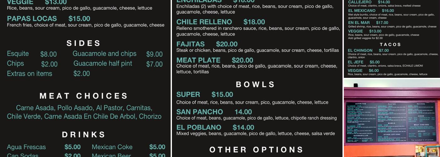 Zona Rosa Mexican grill Menu
