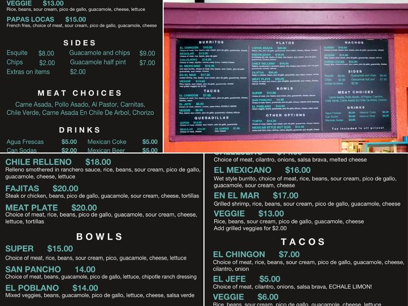 Zona Rosa Mexican grill Menu