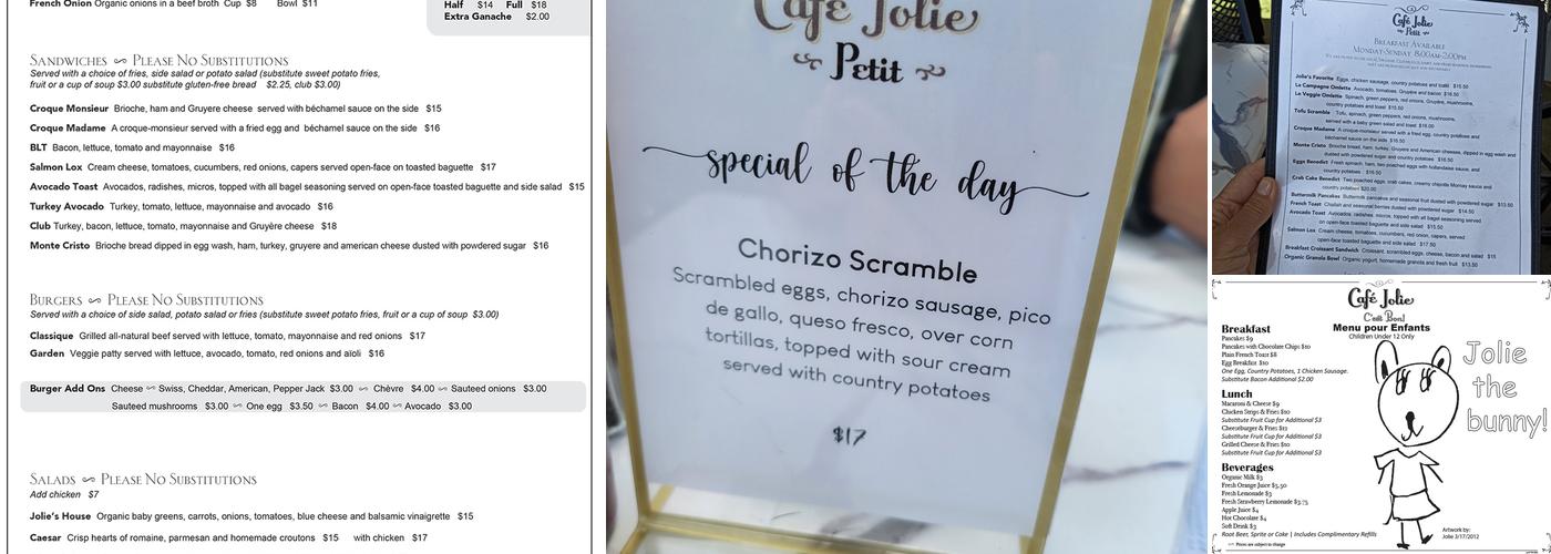 Cafe Jolie Petit Menu