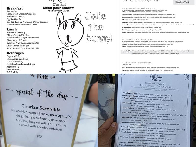 Cafe Jolie Petit Menu