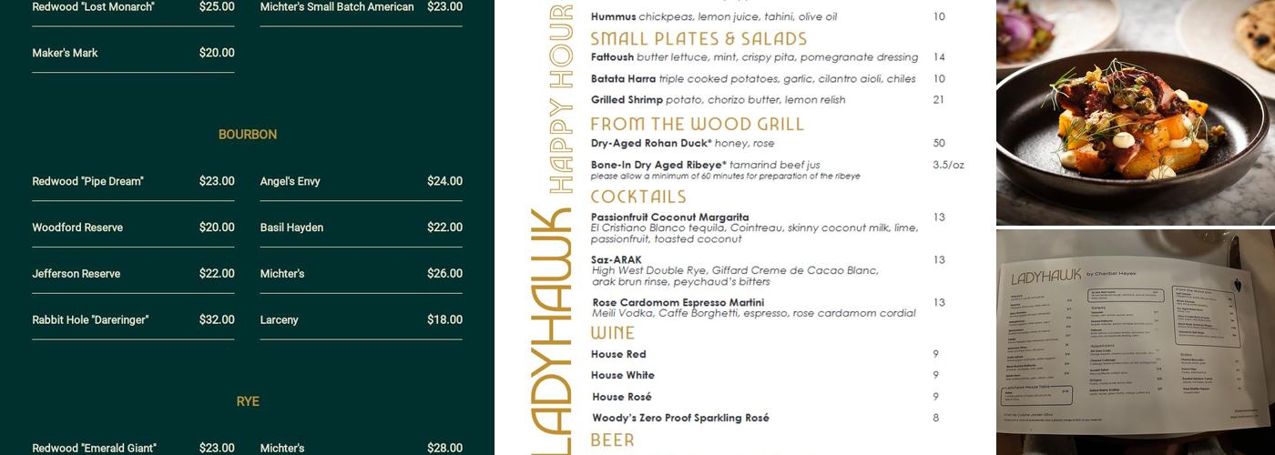 Ladyhawk Menu