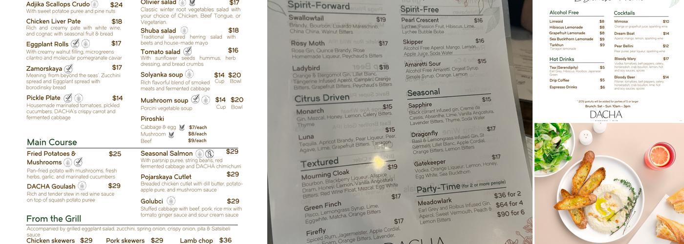 DACHA Kitchen & Bar Menu