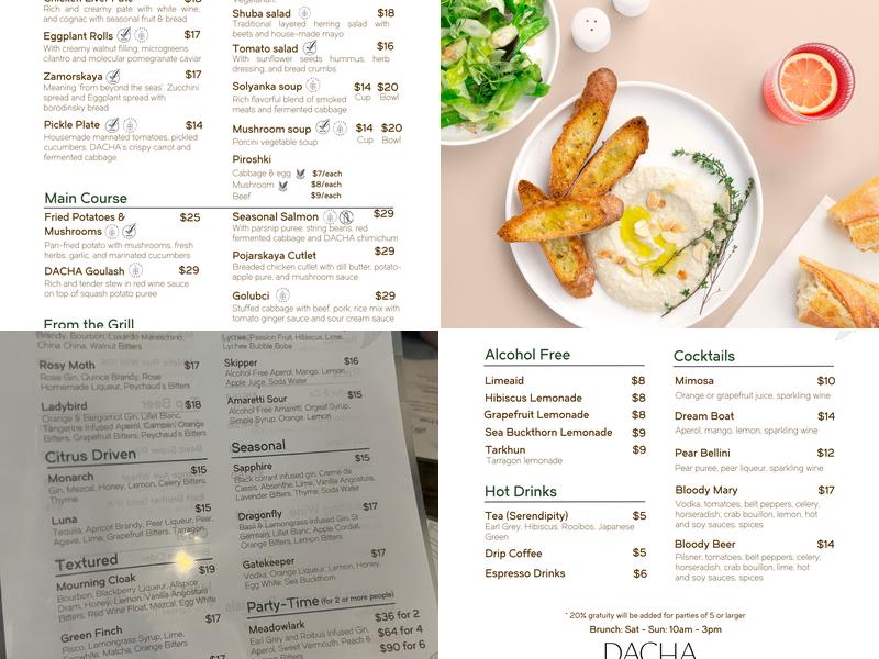 DACHA Kitchen & Bar Menu