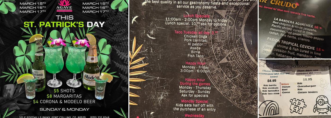 Agave Underground Menu