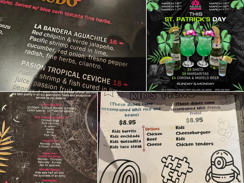 Agave Underground Menu