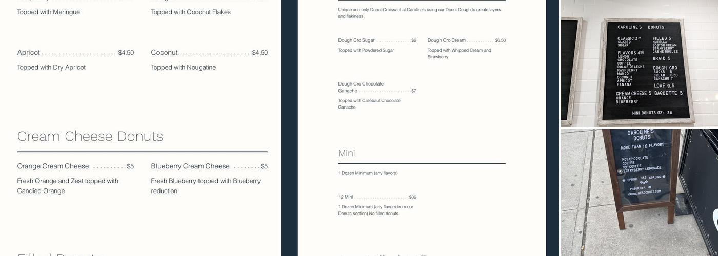 Caroline’s Donuts Menu