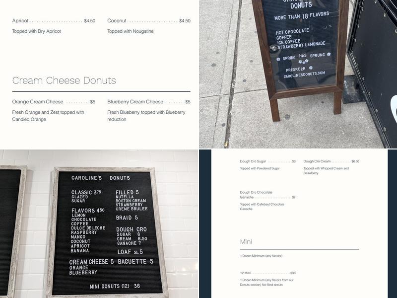 Caroline’s Donuts Menu