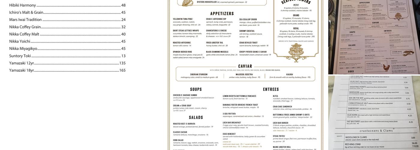Loch Bar Menu