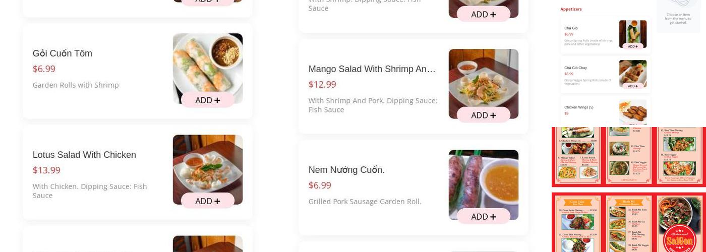 SaiGon Noodle Kitchen Menu