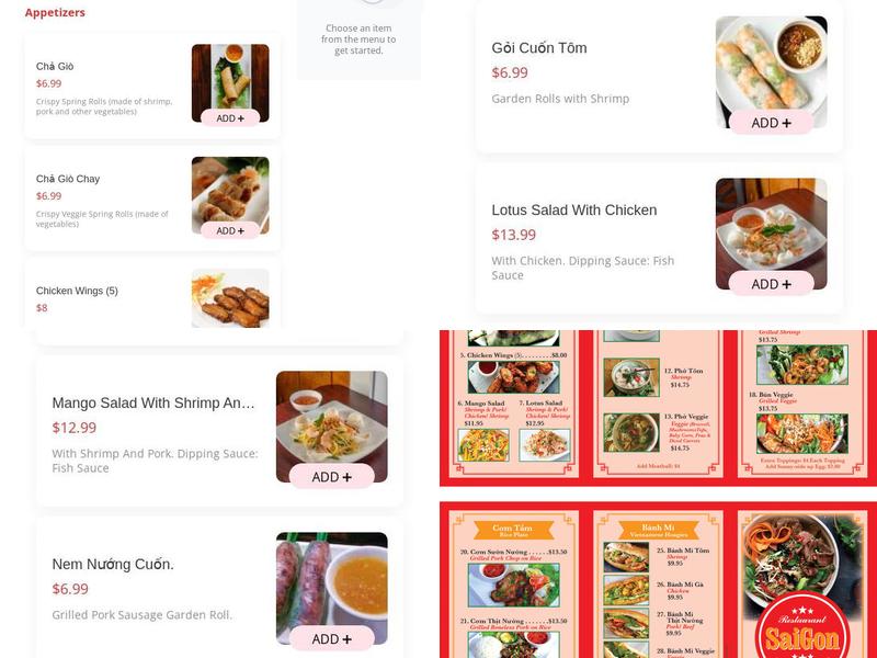 SaiGon Noodle Kitchen Menu