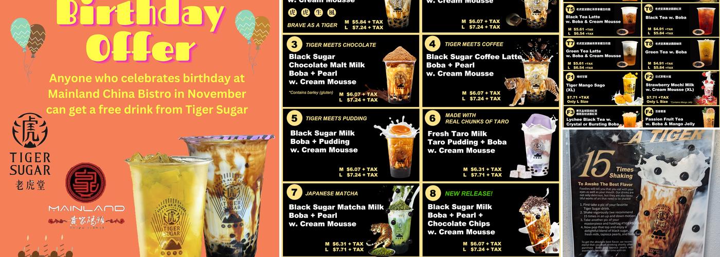 Tiger Sugar Menu