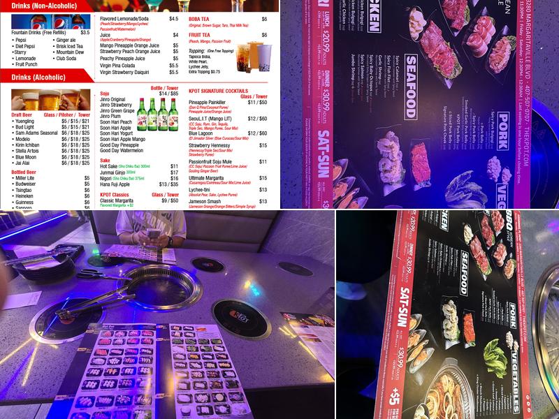 KPOT Korean BBQ & Hot Pot Menu