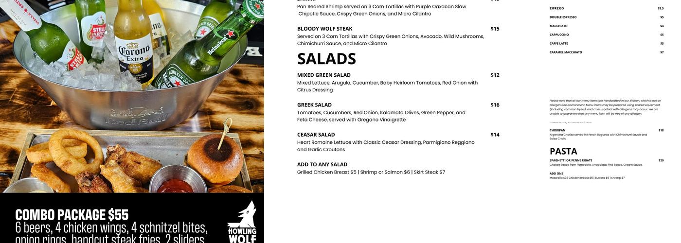 Howling Wolf Bar & Eatery Menu