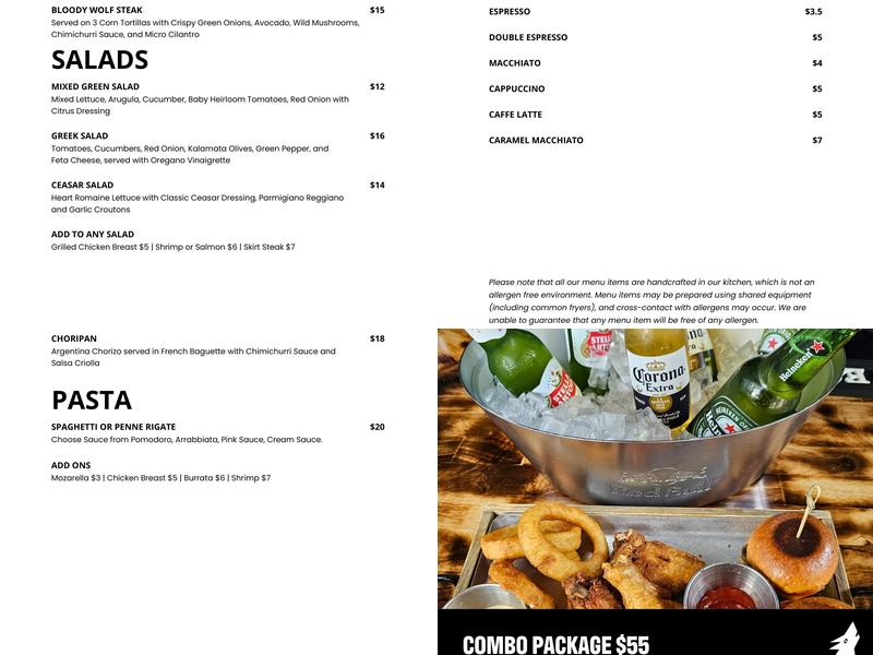 Howling Wolf Bar & Eatery Menu