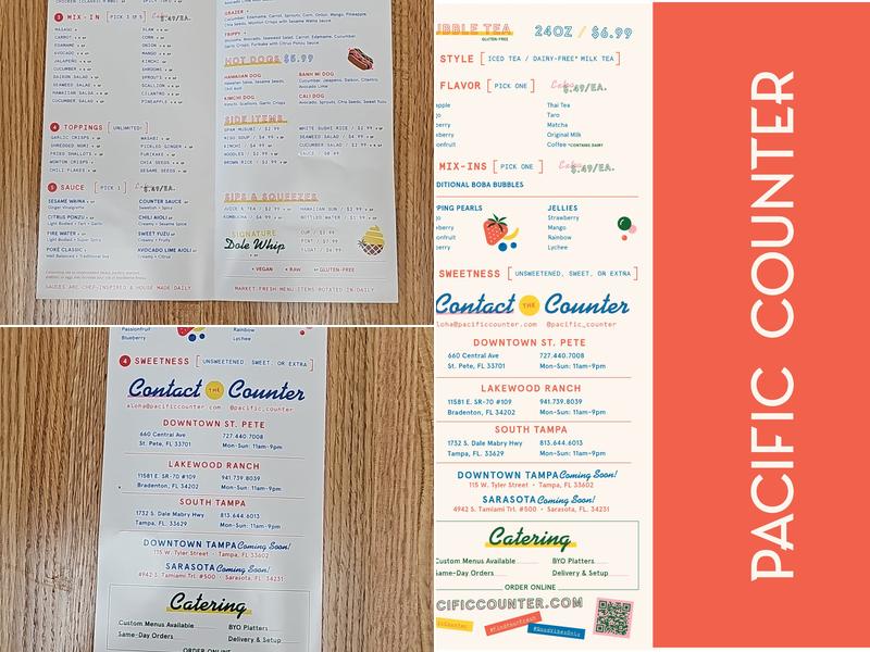 Pacific Counter Menu