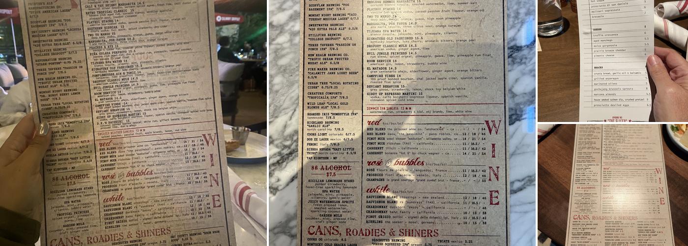 Culinary Dropout Menu