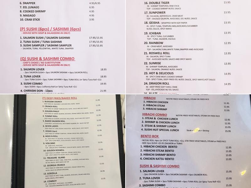 Sushi Hut Menu