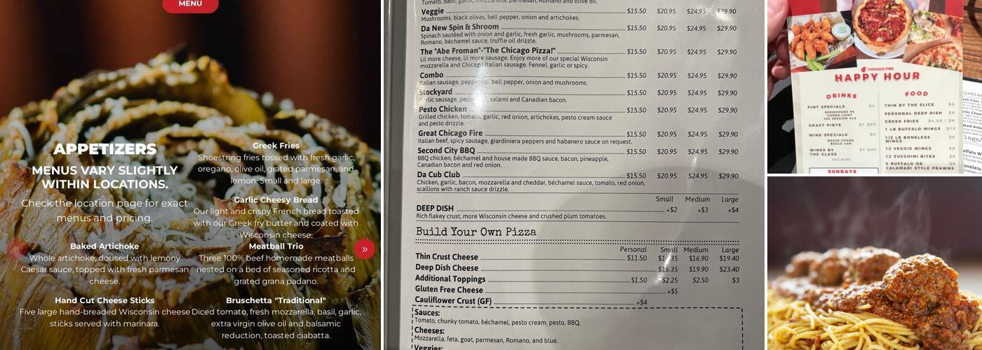 Chicago Fire Menu