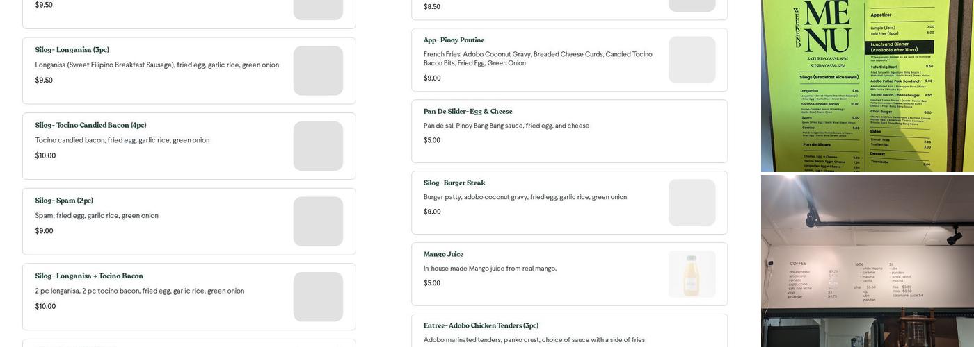 Mano Modern Cafe Menu