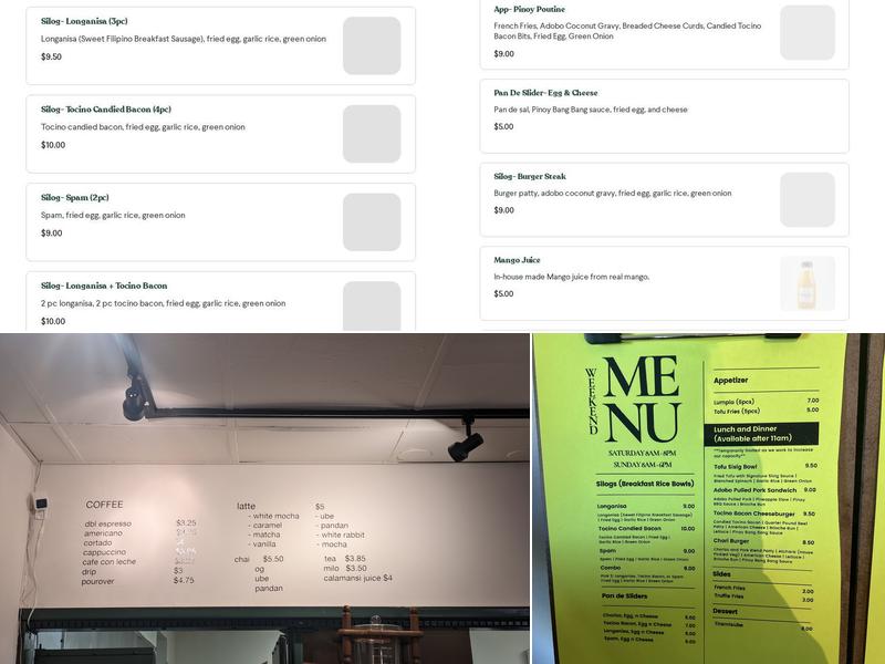 Mano Modern Cafe Menu