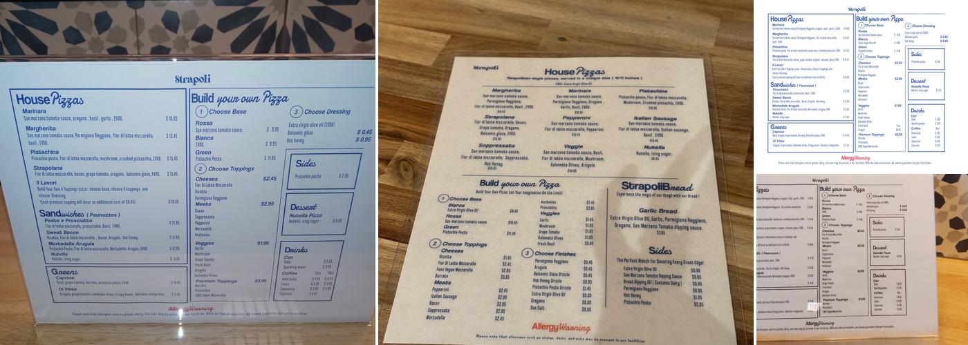 Strapoli Pizzeria and All Day Cafe Menu