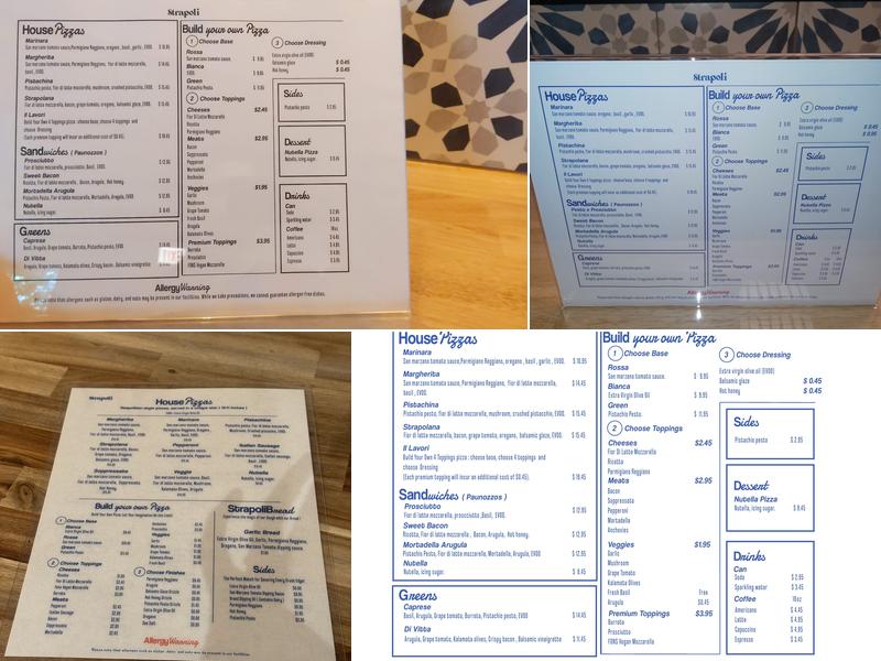 Strapoli Pizzeria and All Day Cafe Menu