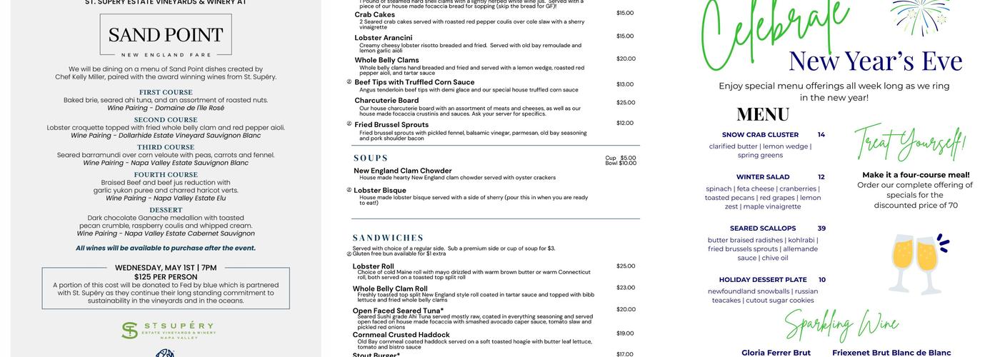 Sand Point Menu