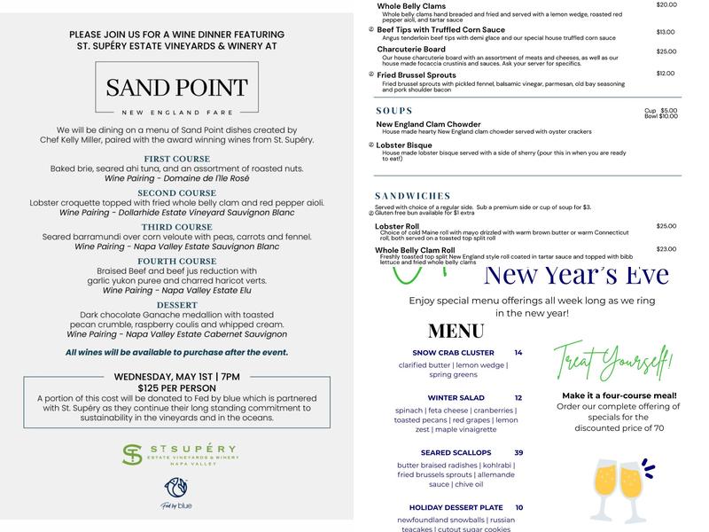 Sand Point Menu