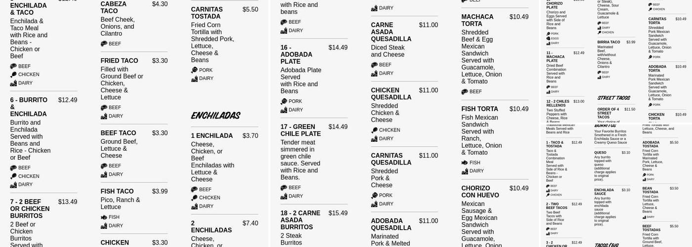 Abelardo's Mexican Fresh Menu