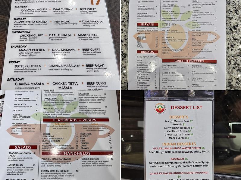 The Mango Tree Menu