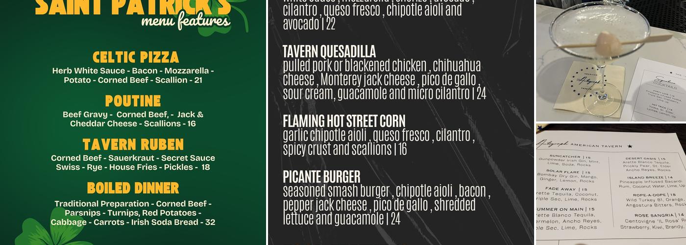 The Autograph American Tavern Menu