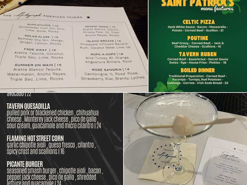 The Autograph American Tavern Menu
