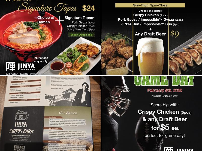 JINYA Ramen Bar - The Parks at Walter Reed Menu